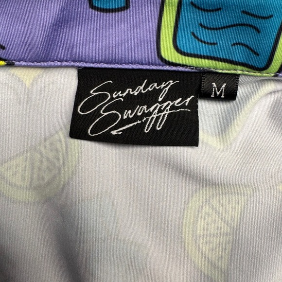 Sunday Swagger Men's Purple Tequila Bottle Lime Golf Polo Shirt Size‎ M - Picture 3 of 6